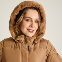 Parka Camel Manga Larga Elasticidad Nula Con Forro Calce Normal Tela Plano