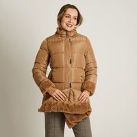 Parka Camel Manga Larga Elasticidad Nula Con Forro Calce Normal Tela Plano