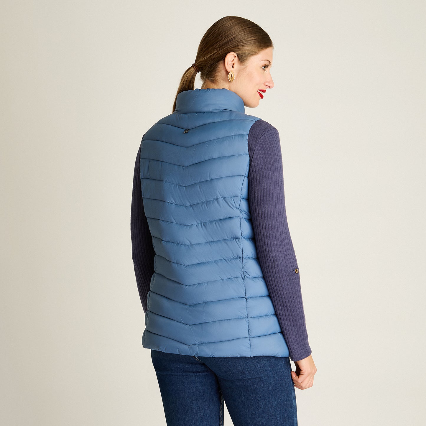 Parka Indigo Sin Mangas Elasticidad Nula Sin Forro Calce Normal Tela Plano