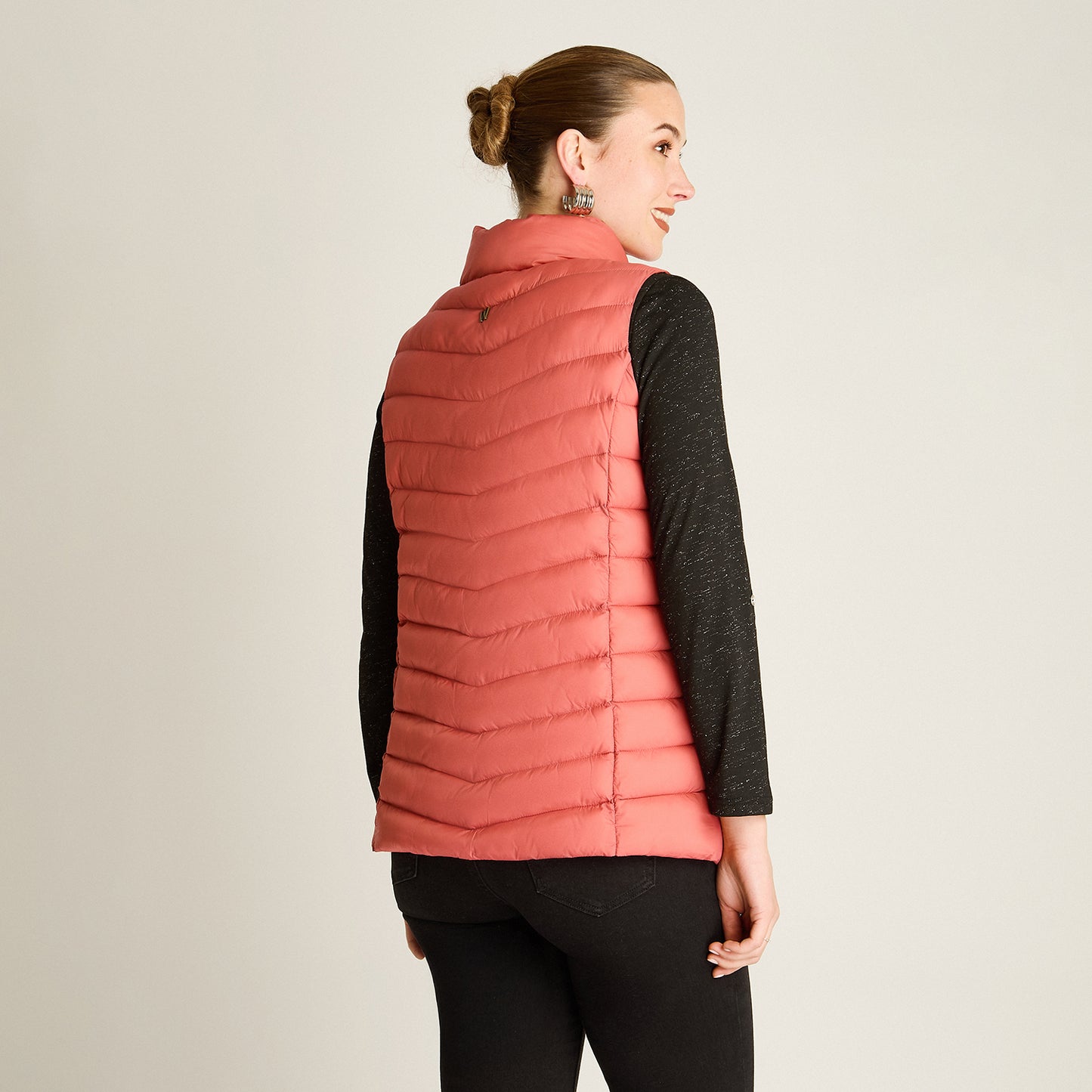 Parka Rosado Sin Mangas Elasticidad Nula Sin Forro Calce Normal Tela Plano