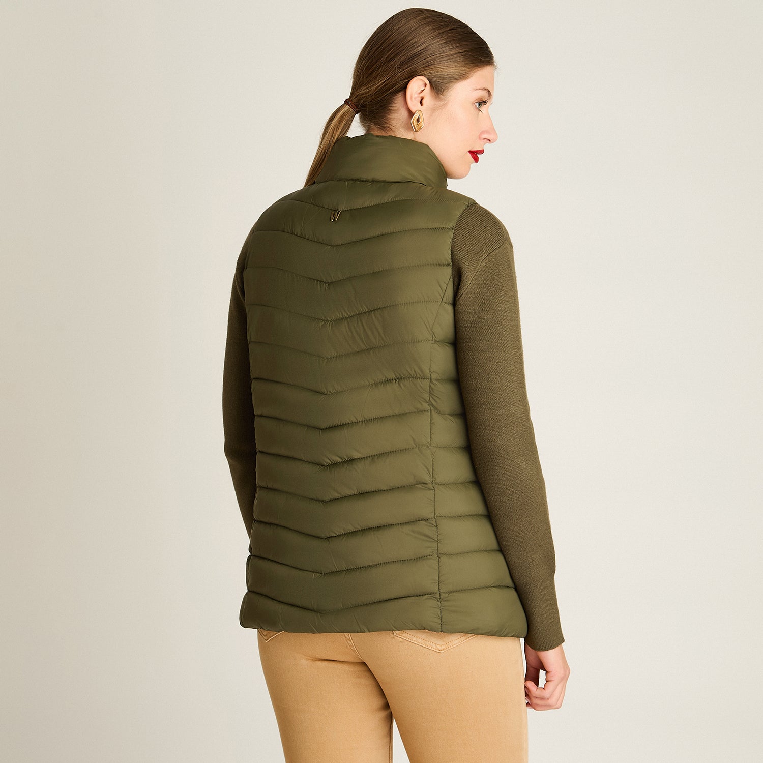 Parka Verde Sin Mangas Elasticidad Nula Sin Forro Calce Normal Tela Plano