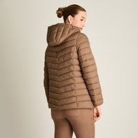 Parka Taupe Manga Larga Elasticidad Nula Sin Forro Calce Normal Tela Plano