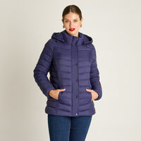 Parka Azul Manga Larga Elasticidad Nula Sin Forro Calce Normal Tela Plano