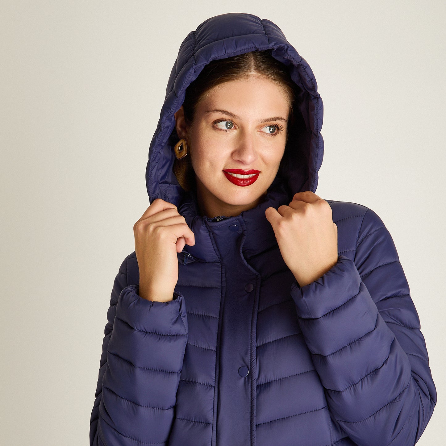 Parka Azul Manga Larga Elasticidad Nula Sin Forro Calce Normal Tela Plano