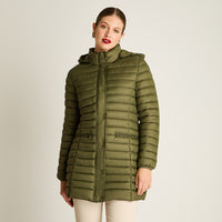 Parka Verde Manga Larga Elasticidad Nula Sin Forro Calce Normal Tela Plano