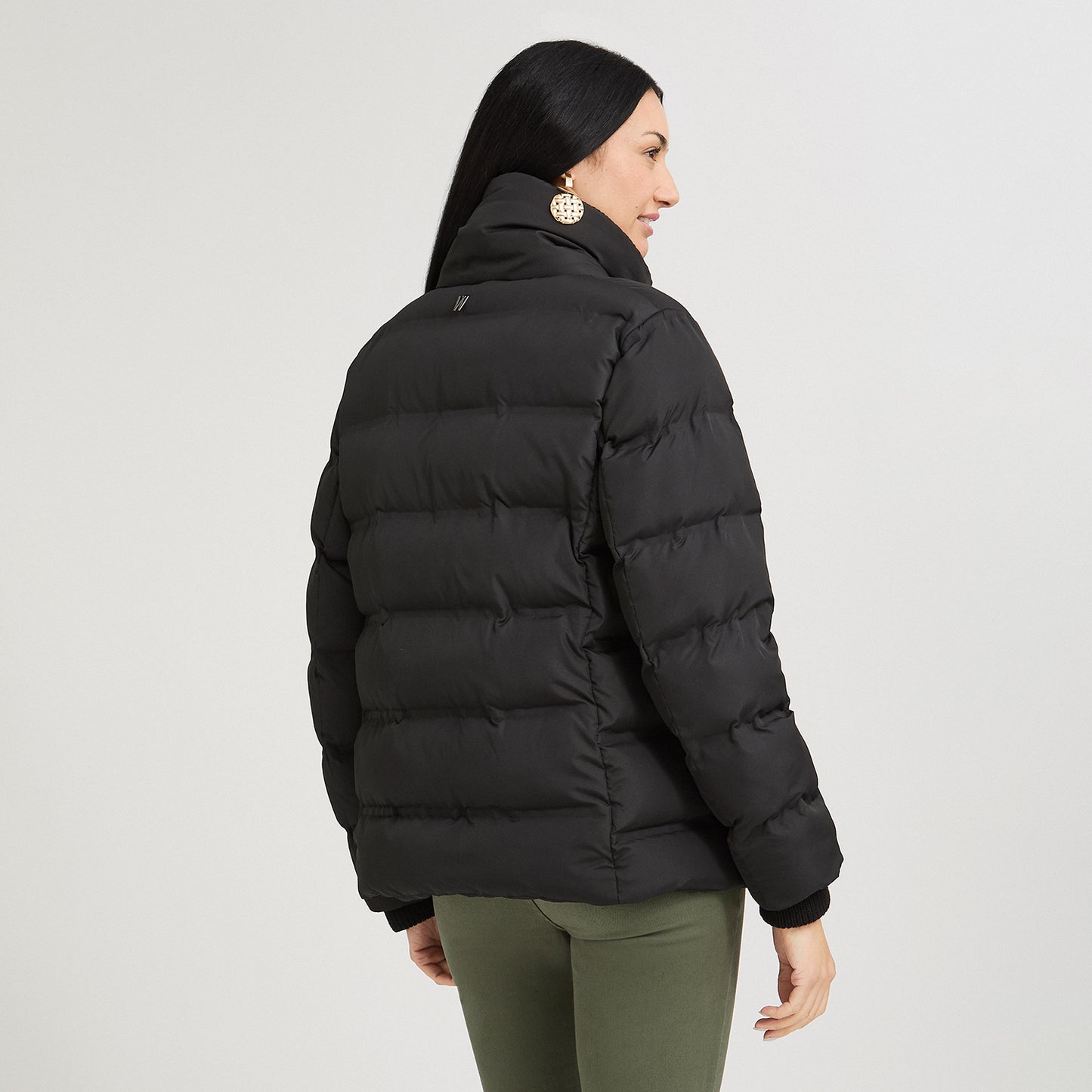 Parka Negra corta detalle tejido - Lorenzo di Pontti