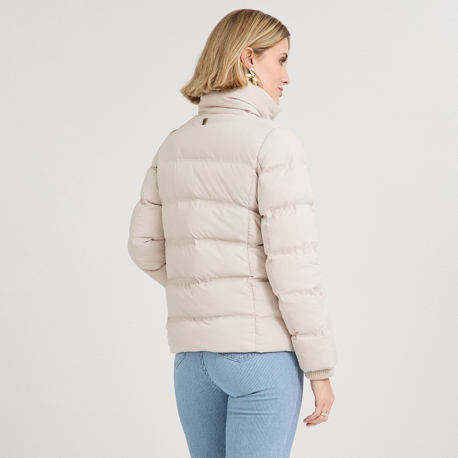 Parka Beige corta detalle tejido - Lorenzo di Pontti