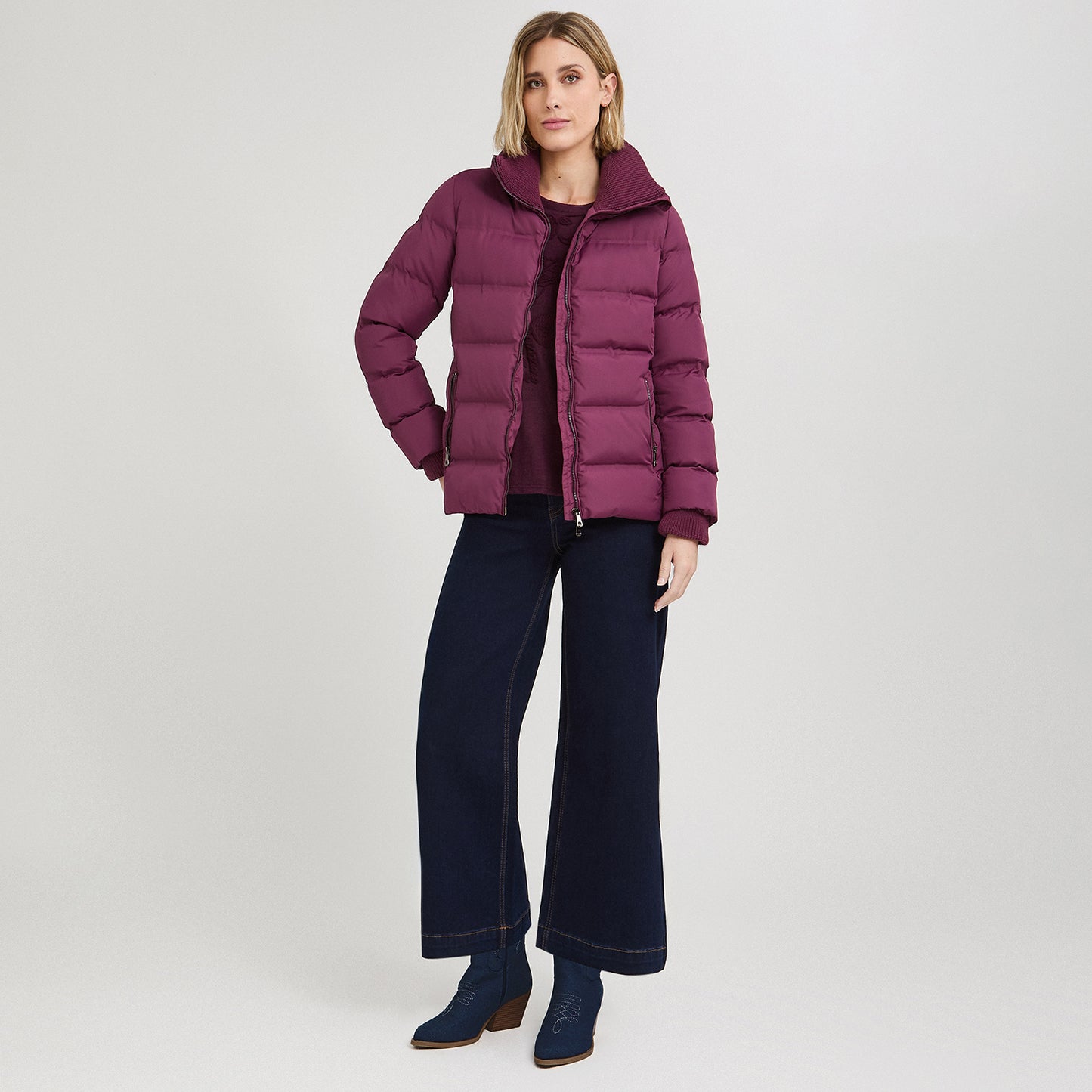 Parka Burdeo corta detalle tejido - Lorenzo di Pontti