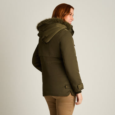 Parka Verde Manga Larga Elasticidad Nula Con Forro Calce Normal Tela Plano