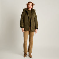 Parka Verde Manga Larga Elasticidad Nula Con Forro Calce Normal Tela Plano