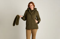 Parka Verde Manga Larga Elasticidad Nula Con Forro Calce Normal Tela Plano