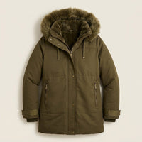 Parka Verde con Gorro fijo y Forro en plano