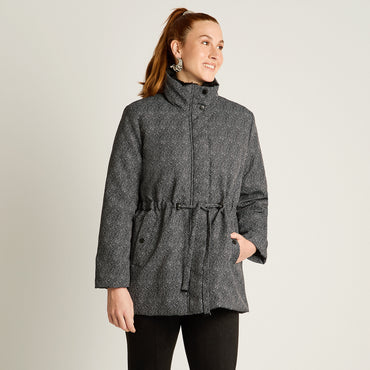 Parka Negro Manga Larga Elasticidad Nula Con Forro Calce Nula Tela Plano