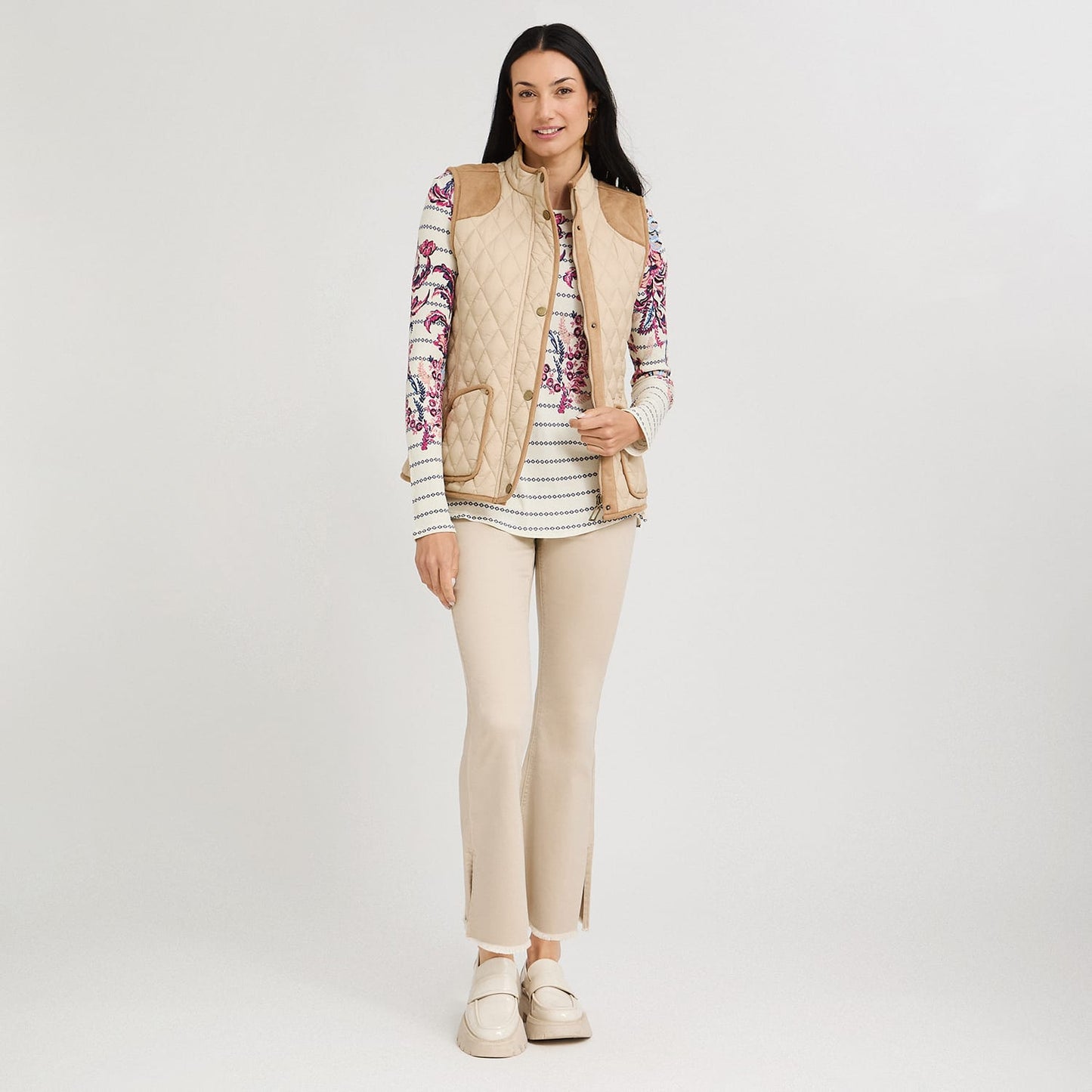 Parka sin Mangas con Bolsillos Beige