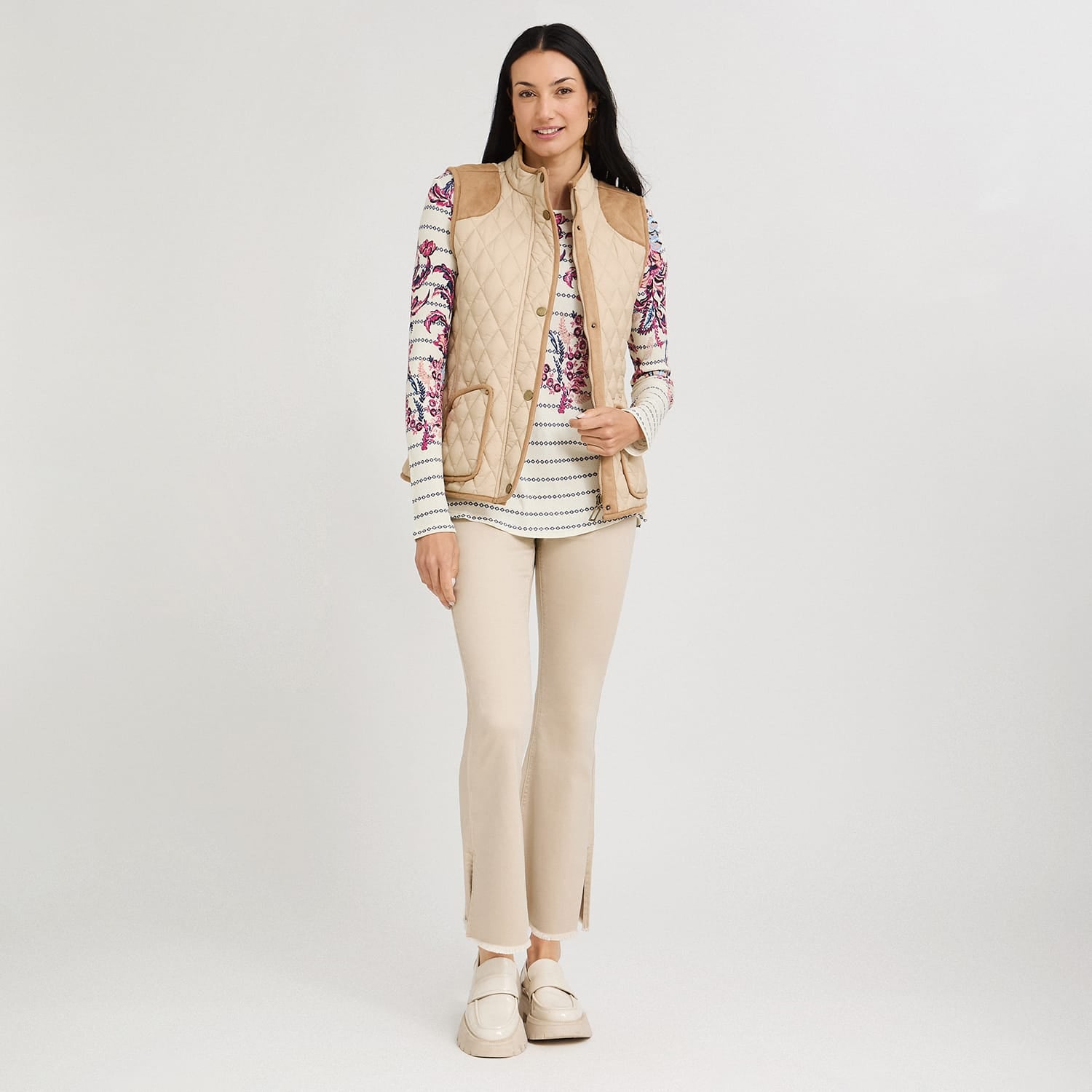 Parka sin Mangas con Bolsillos Beige