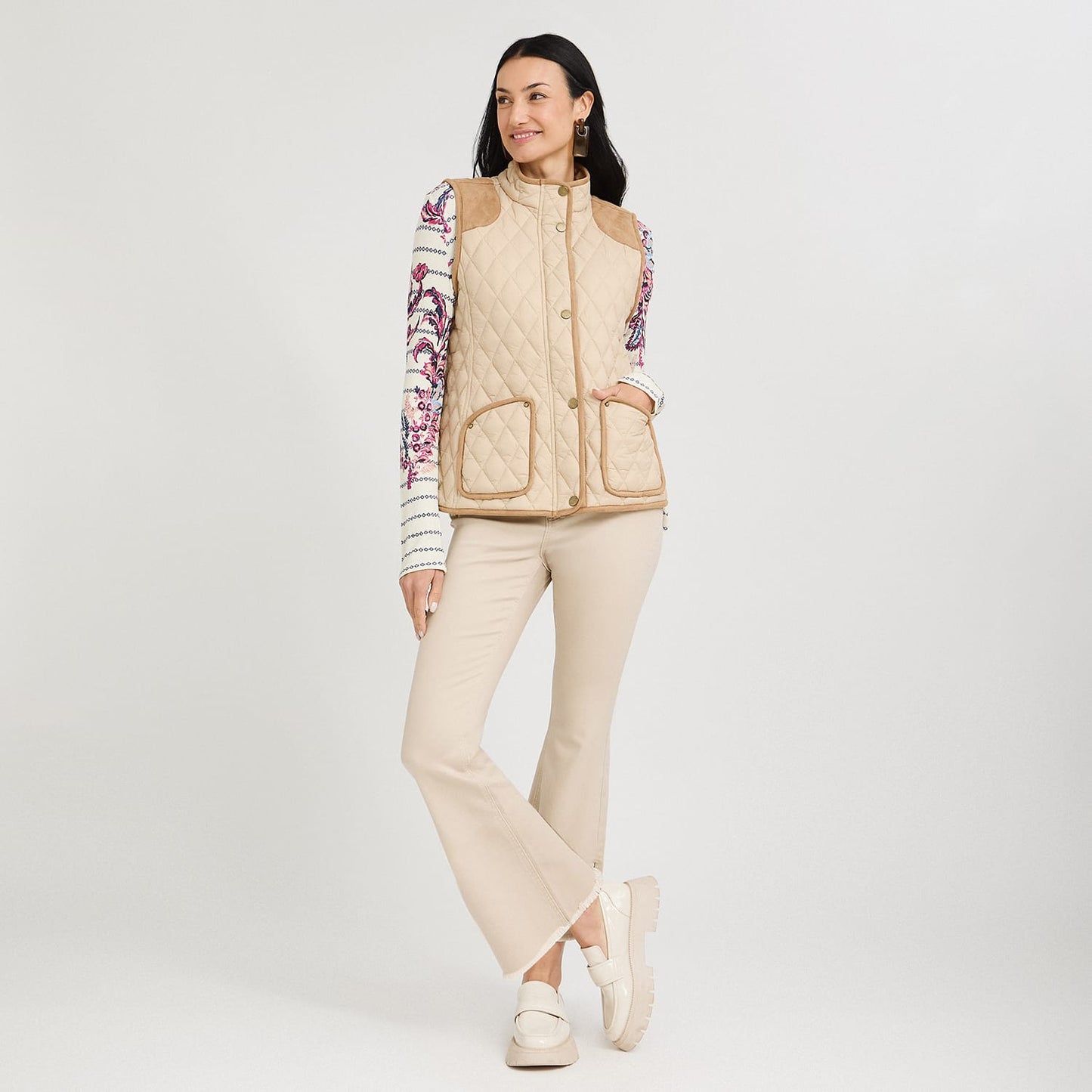 Parka sin Mangas con Bolsillos Beige