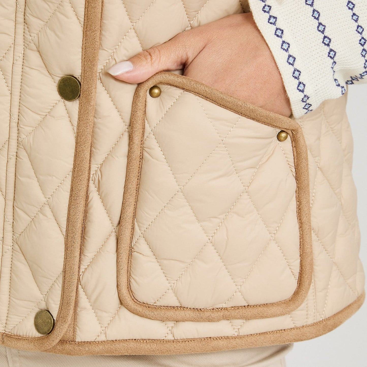 Parka sin Mangas con Bolsillos Beige