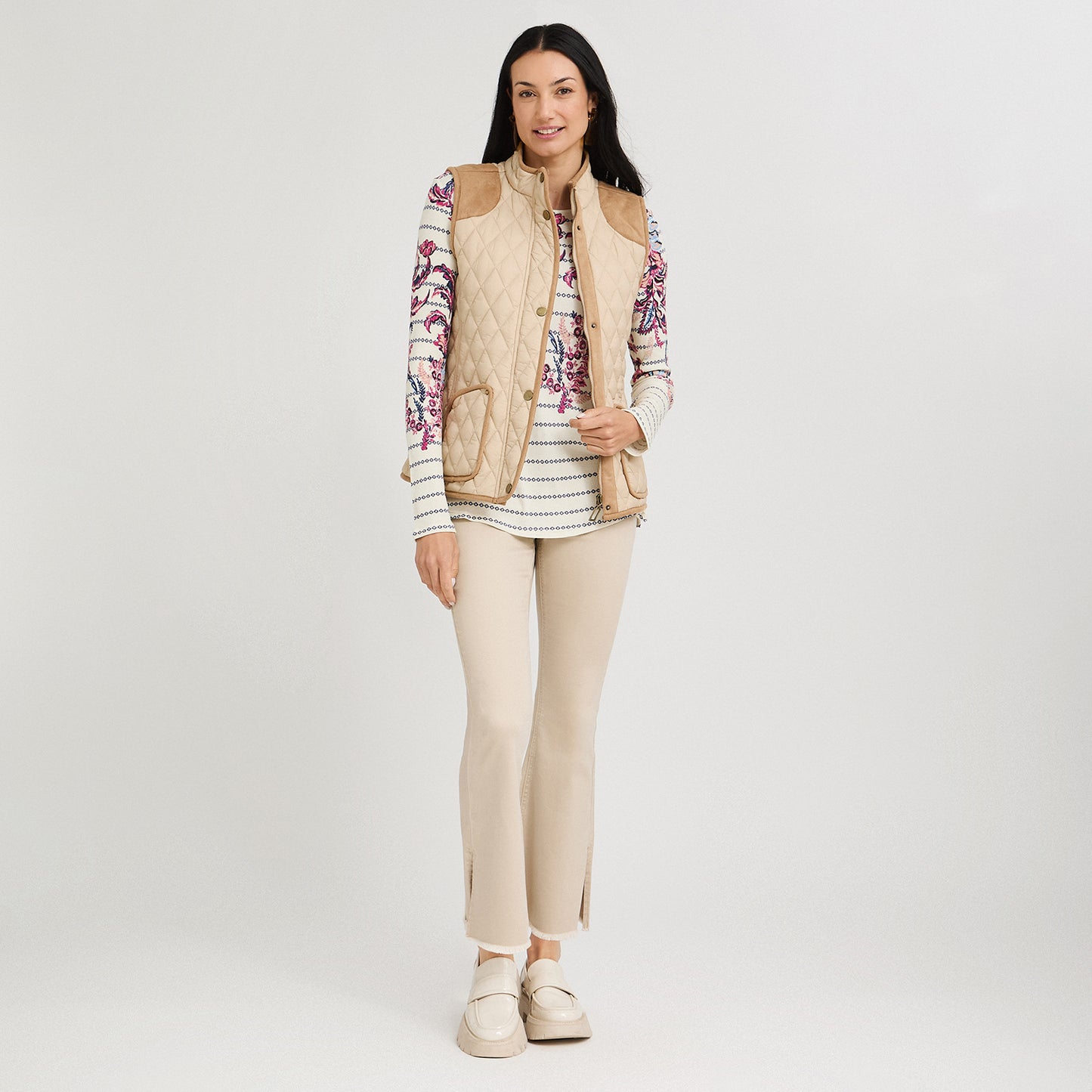 Parka sin Mangas con Bolsillos Beige