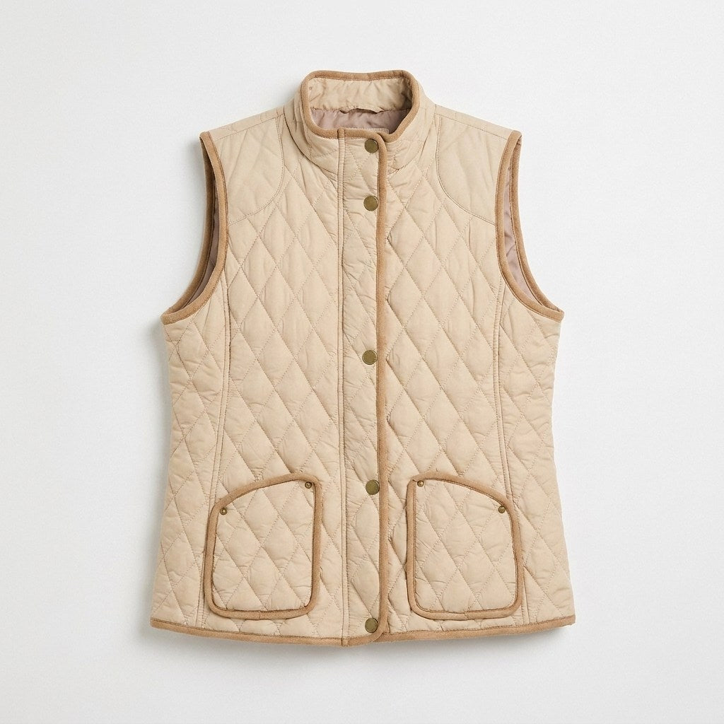 Parka sin Mangas con Bolsillos Beige en plano