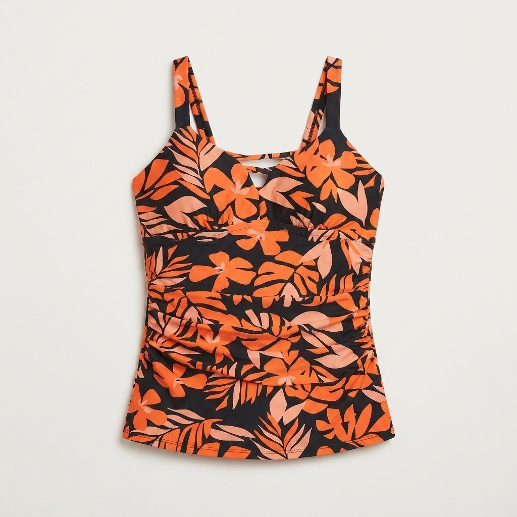 Parte De Arriba Tankini Estampado Naranjo en plano