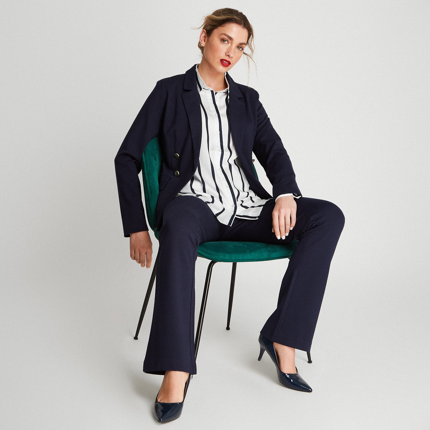 Blazer Manga Larga Abotonado Azul