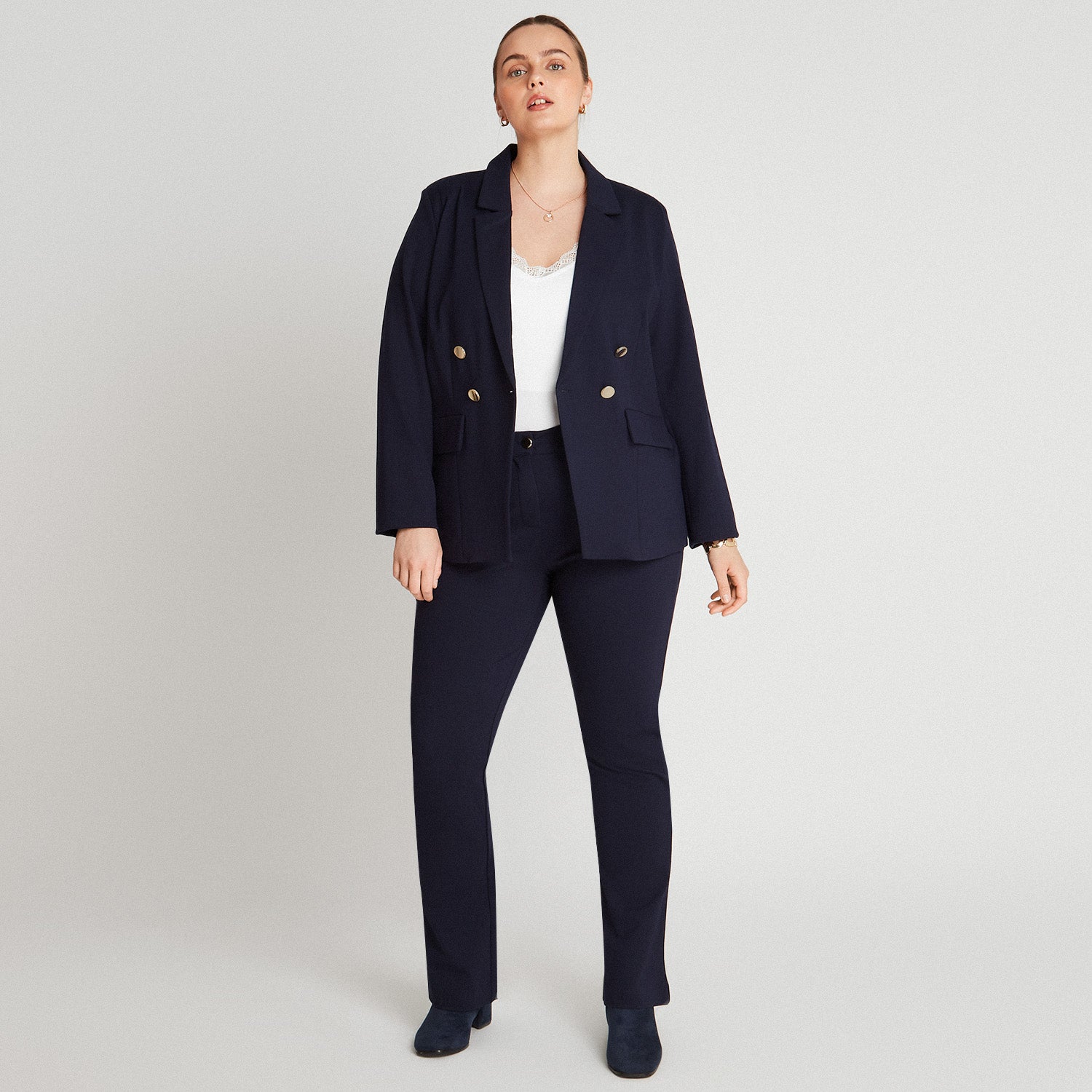 Blazer Manga Larga Abotonado Azul