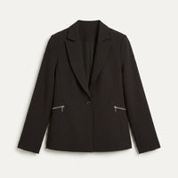 Blazer Negro Manga Larga con Estilo Sofisticado en plano