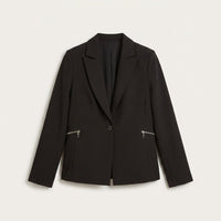 Blazer Negro Manga Larga con Estilo Sofisticado en plano