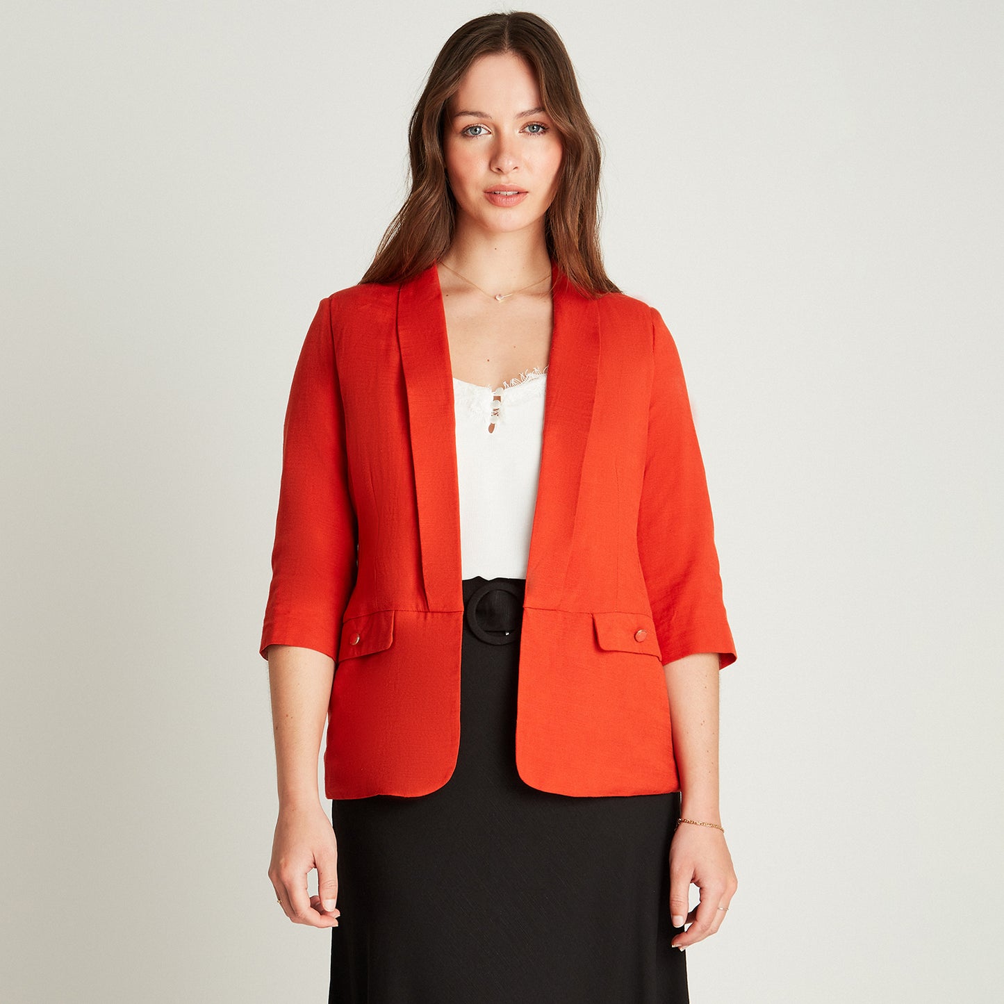 Blazer Naranjo Manga Larga Cuello Solapa Lorenzo di Pontti