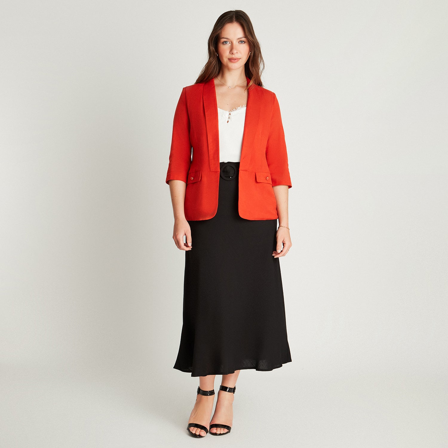 Blazer Naranjo Manga Larga Cuello Solapa Lorenzo di Pontti