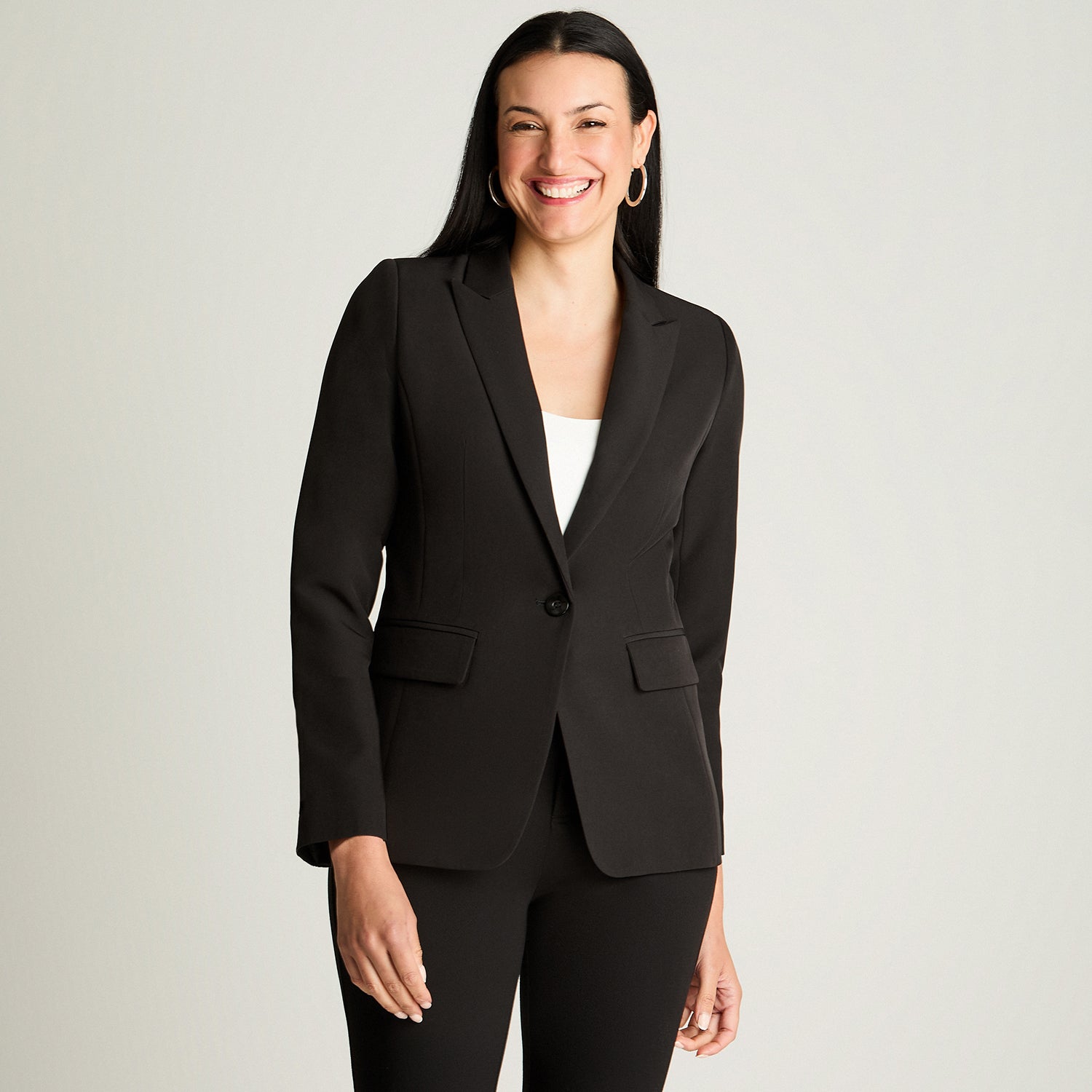 Blazer Un Botón Con Solapa En Bolsillo Negro Lorenzo Di Pontti