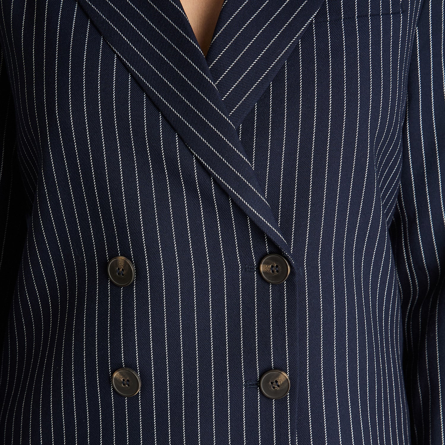 Blazer Crop Manga Larga Cruzado Con Listado Azul Lorenzo Di Pontti