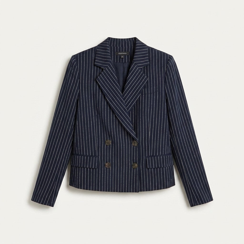 Blazer Crop Azul: Moderno, Ultra Femenino en plano