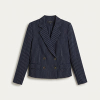Blazer Crop Azul: Moderno, Ultra Femenino en plano