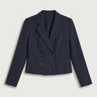 Blazer Crop Azul: Moderno, Ultra Femenino en plano