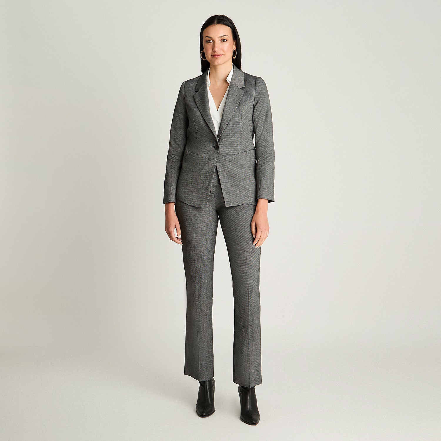 Blazer Manga Larga Con Un Botón Gris Lorenzo Di Pontti
