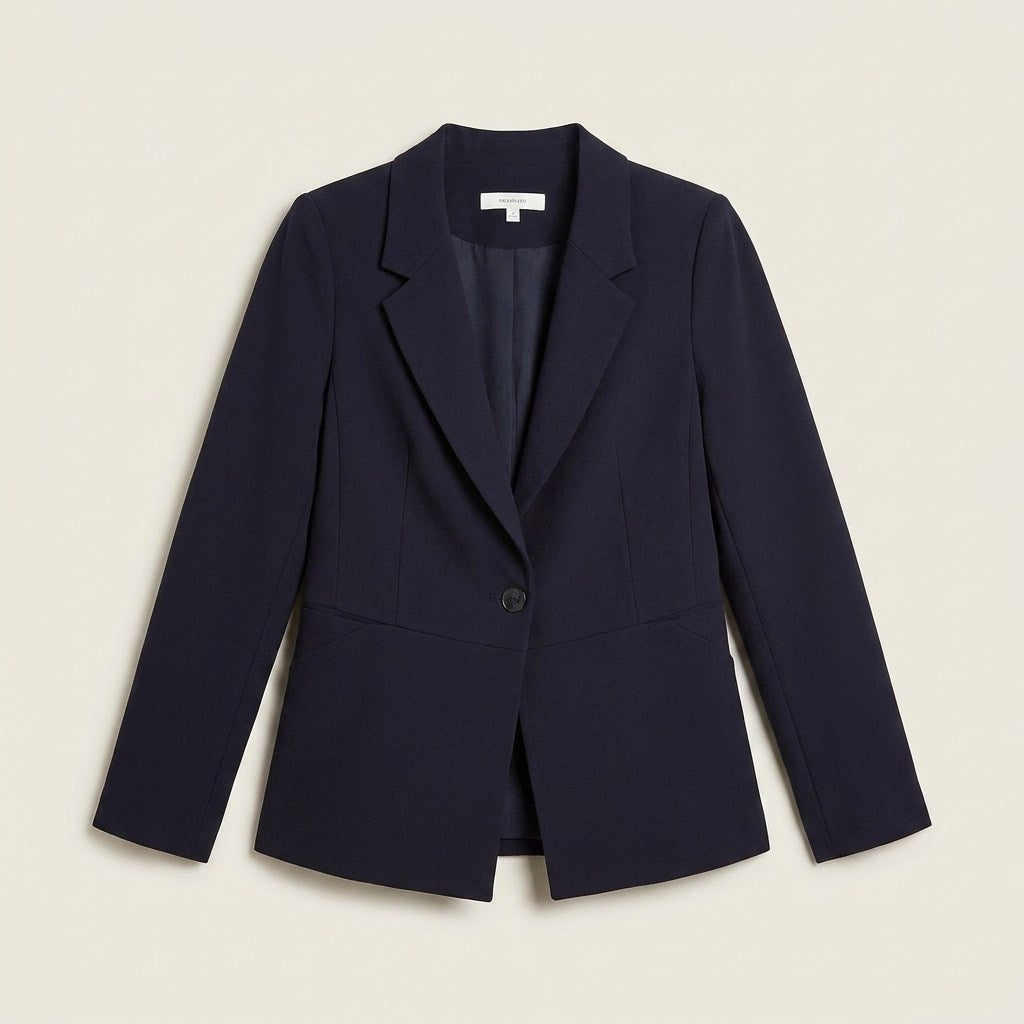 Blazer Azul Manga Larga Con Un Botón en plano