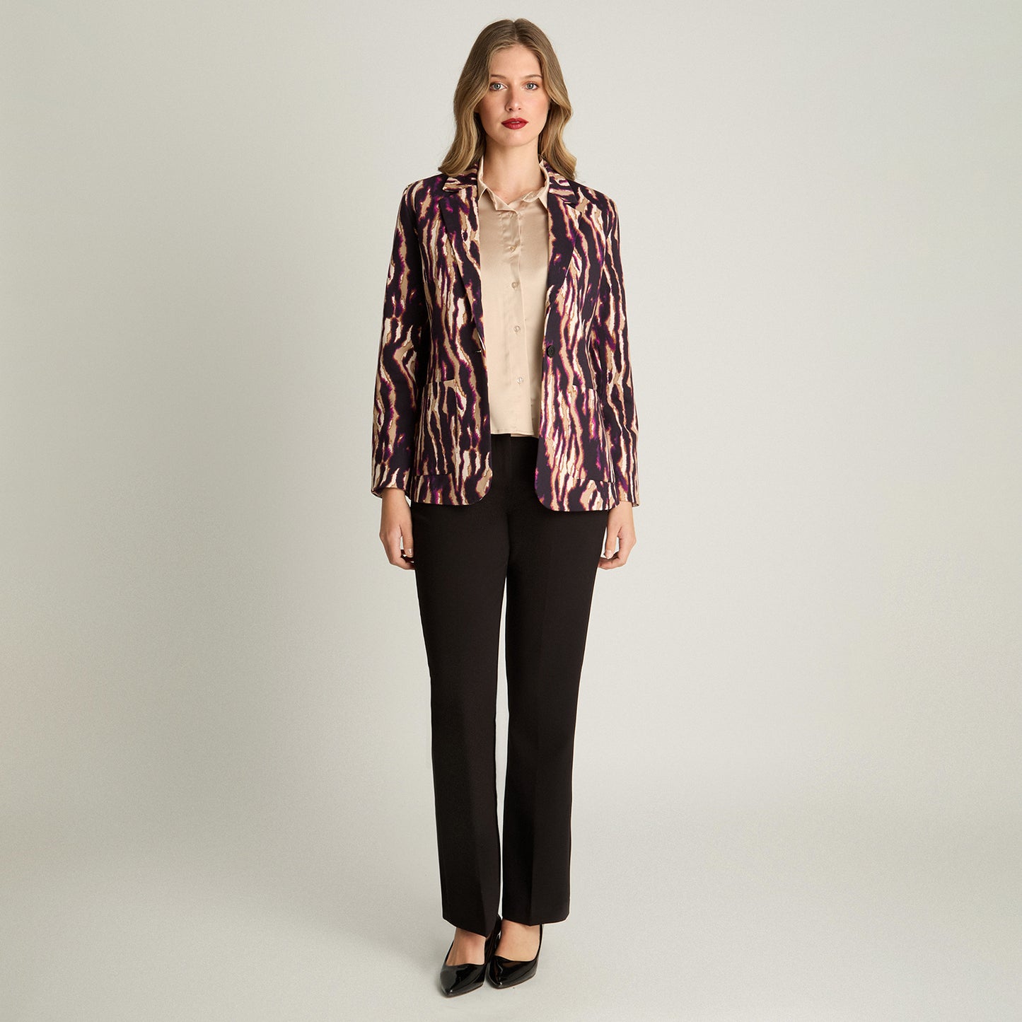 Blazer Manga Larga Estampado Negro Lorenzo Di Pontti