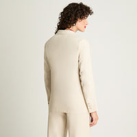Blazer Lino Botones Madera Beige Curvi