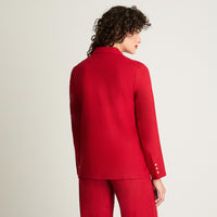 Blazer Lino Botones Madera Rojo Curvi