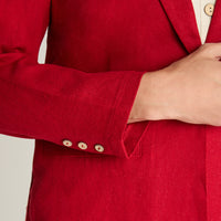 Blazer Lino Botones Madera Rojo Curvi
