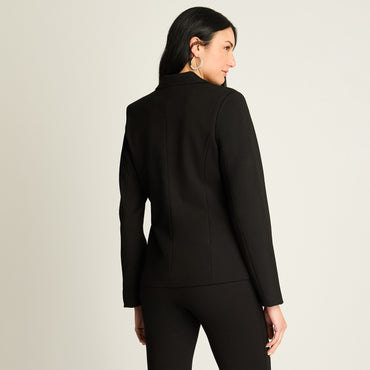 Blazer Negro con Detalle Animal Print