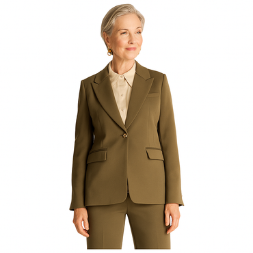 Blazer Verde con Forro y Puño Interior Estampado