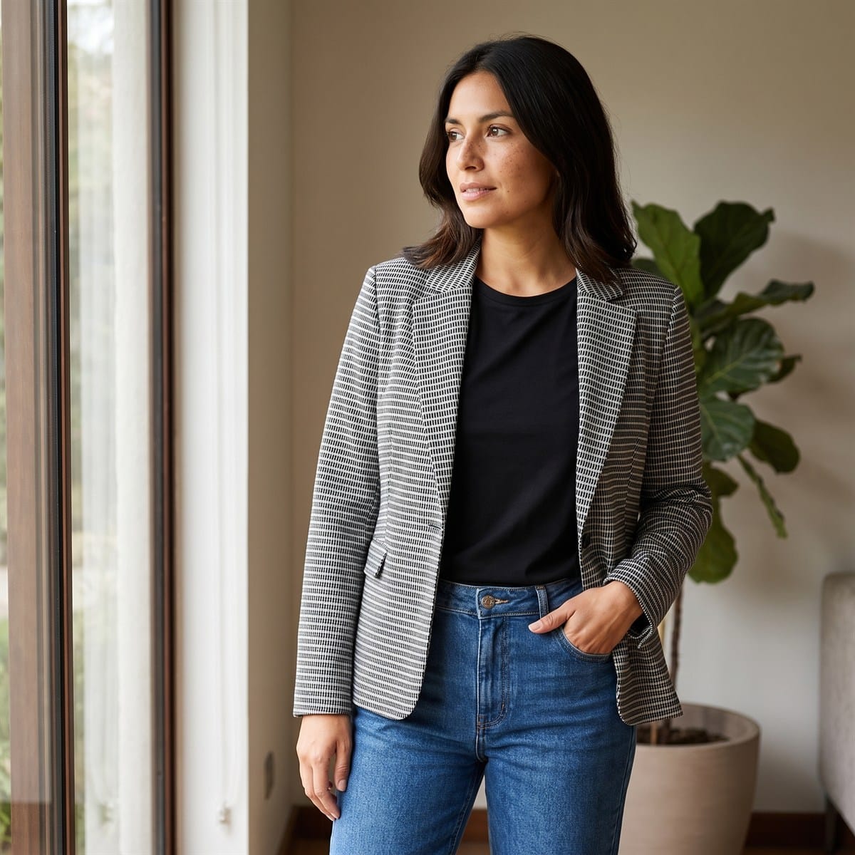 Blazer Gris Estampado lifestyle