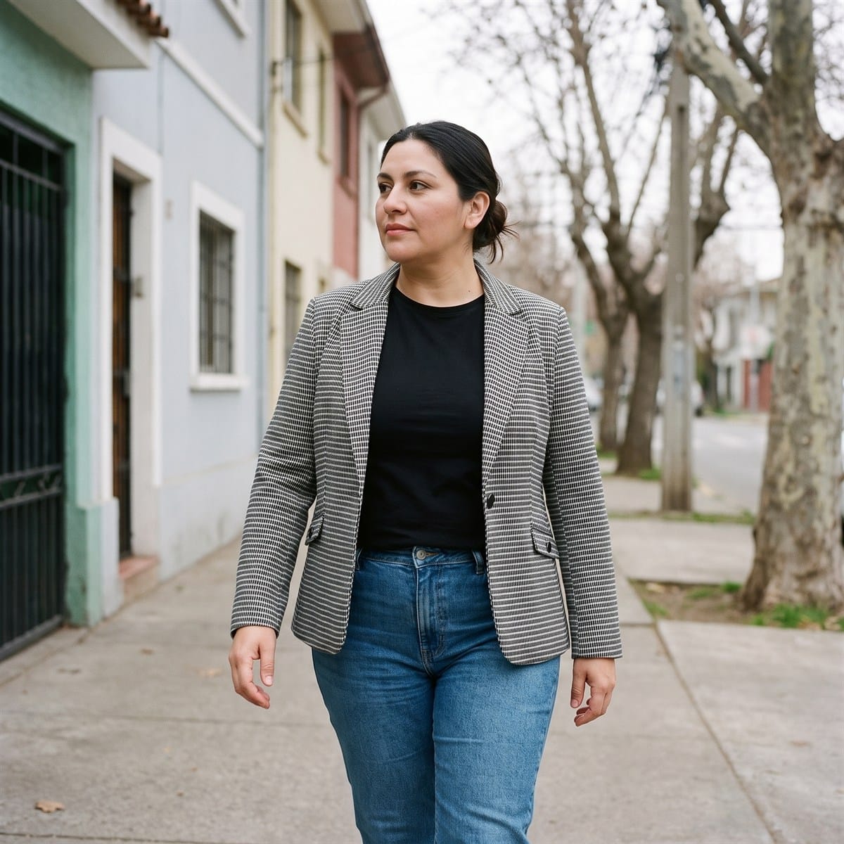Blazer Gris Estampado lifestyle