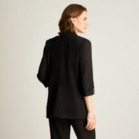 Blazer Negro Manga 3/4 Con Forro