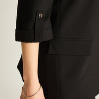 Blazer Negro Manga 3/4 Con Forro
