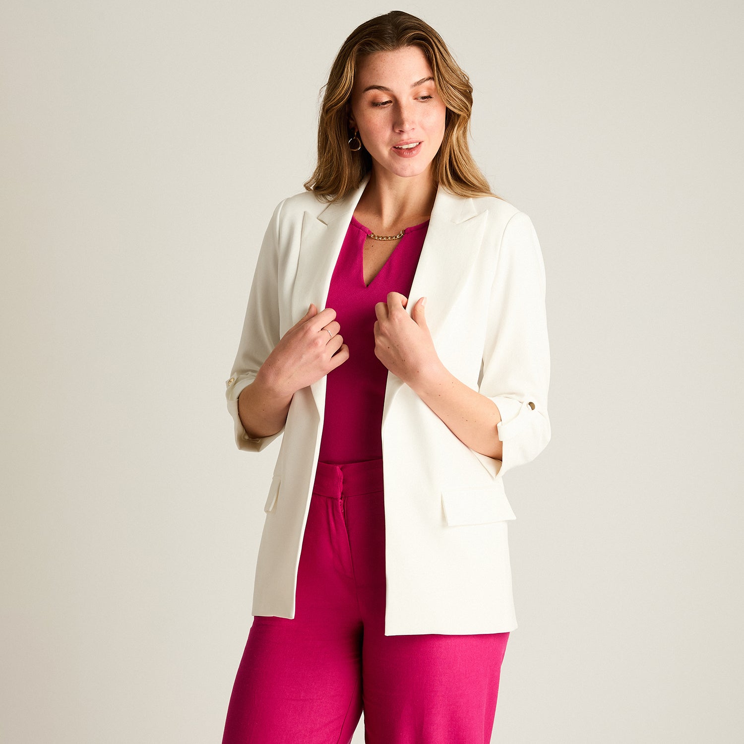 Blazer Crudo Manga 3/4 Con Forro