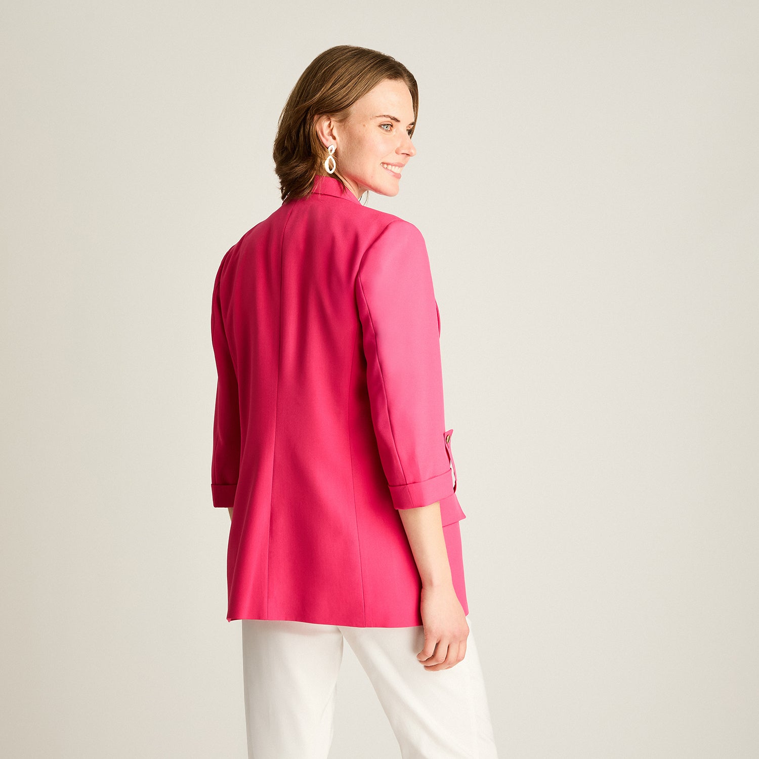 Blazer Fucsia Manga 3/4 Con Forro