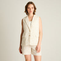 Blazer Crudo Sin Mangas con Broderie